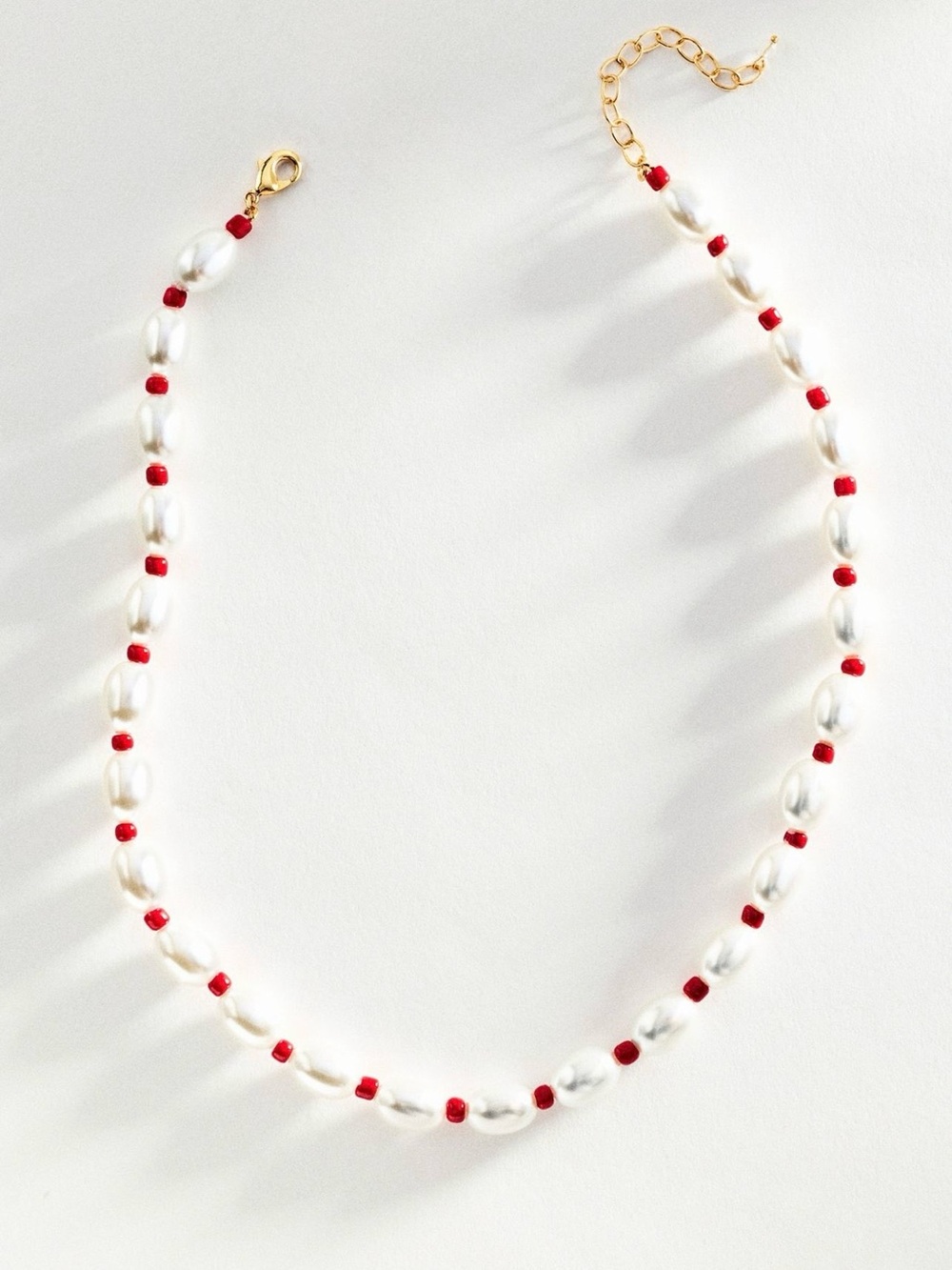 Anthropologie Pearl Color Cord Necklace with gold clasp NWT